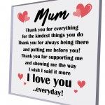 THANK YOU Gift For Mum Mummy Birthday Mothers Day Plaque