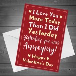 Joke Valentines Day Card For Him Her Funny Valentines Card 