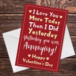 Joke Valentines Day Card For Him Her Funny Valentines Card 