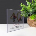 PERSONALISED 40th Birthday Gift For Women Her Clear Block