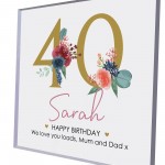 PERSONALISED 40th Birthday Gift For Women Her Clear Block