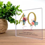 PERSONALISED 40th Birthday Gift For Women Her Clear Block