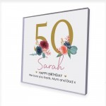 PERSONALISED 50th Birthday Gifts Women Her Clear Block