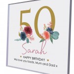 PERSONALISED 50th Birthday Gifts Women Her Clear Block