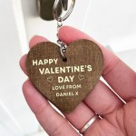 Valentines Day Gifts Wooden Keyring Personalised Valentines Gift