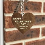 Valentines Day Gifts Wooden Keyring Personalised Valentines Gift