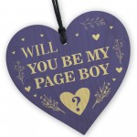 Will You be my Page Boy Wood Heart Proposal Wedding Gift 