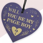 Will You be my Page Boy Wood Heart Proposal Wedding Gift 