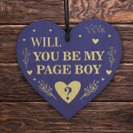 Will You be my Page Boy Wood Heart Proposal Wedding Gift 