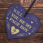 Will You be my Page Boy Wood Heart Proposal Wedding Gift 