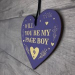 Will You be my Page Boy Wood Heart Proposal Wedding Gift 