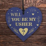 Will You be my Usher Wood Heart Proposal Wedding Gift 