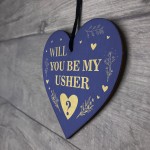 Will You be my Usher Wood Heart Proposal Wedding Gift 