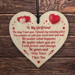 To My Girlfriend Wooden Heart Keepsake Gift From Boyfriend