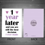 First Anniversary Card For Him Her BEST DECISION Card