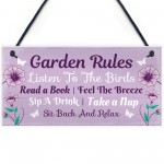 Garden Rules Novelty Hanging Plaque Summer House Accessories