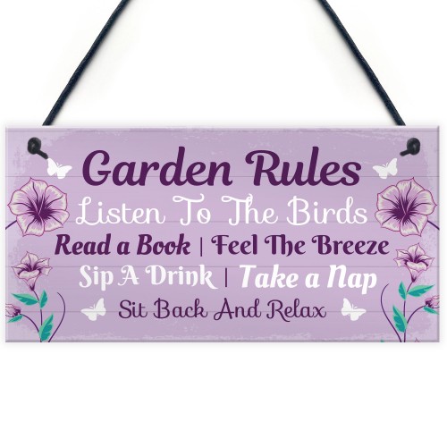 Garden Rules Novelty Hanging Plaque Summer House Accessories