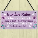 Garden Rules Novelty Hanging Plaque Summer House Accessories