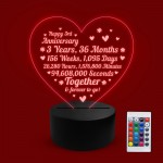 3rd Wedding Anniversary Gifts for Her Him NEON LED Lamp Night