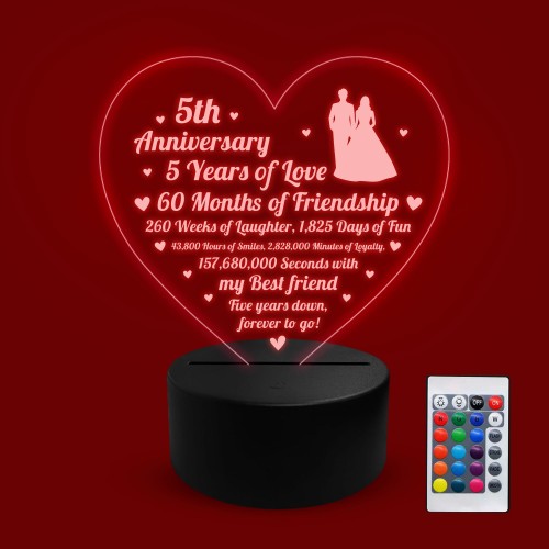 5th Wedding Anniversary Gifts for Her Him NEON LED Lamp