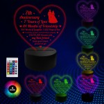 7th Wedding Anniversary Gifts for Her Him 3D Lamp Light