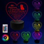 8th Wedding Anniversary Gifts for Her Him 3D Lamp Light