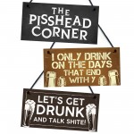 Funny PACK OF 3 Alcohol Signs For Home Garden Bar Man Cave