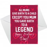 Funny Mothers Day Card And Heart For Mum From Daughter Son