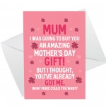 Funny Mothers Day Bundle Wood Heart And Card For Mum Gift 