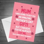 Funny Mothers Day Bundle Wood Heart And Card For Mum Gift 