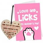 Funny Mothers Day Card Wooden Heart Gift For The Dog Novelty