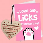 Funny Mothers Day Card Wooden Heart Gift For The Dog Novelty