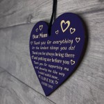 Mothers Day Birthday Gift For Mum Thank You Wooden Heart Gift 