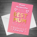 Mothers Day Card For Mum Novelty Card With Envelope