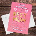 Mothers Day Card For Mum Novelty Card With Envelope