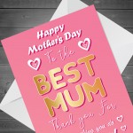 Mothers Day Card For Mum Novelty Card With Envelope