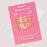 Mothers Day Card For Mum Novelty Card With Envelope