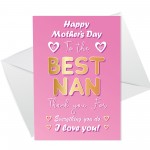 Mothers Day Card For Nan Novelty Nan Card From Grandson