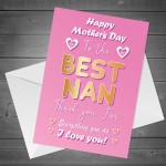 Mothers Day Card For Nan Novelty Nan Card From Grandson