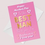 Mothers Day Card For Nan Novelty Nan Card From Grandson