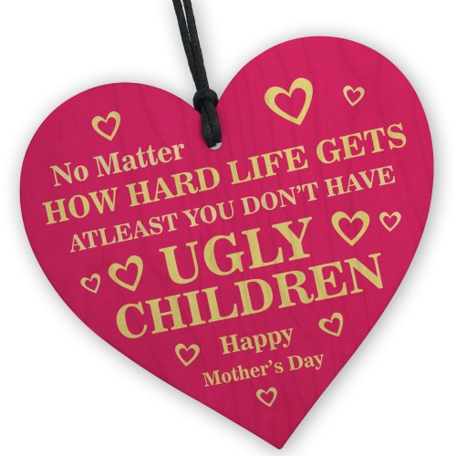 Funny Mothers Day Gift From Son Daughter Novelty Wood Heart 