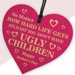 Funny Mothers Day Gift From Son Daughter Novelty Wood Heart 