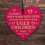 Funny Mothers Day Gift From Son Daughter Novelty Wood Heart 