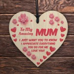 Mothers Day Gifts For AMAZING MUM Wood Heart Mum Gifts