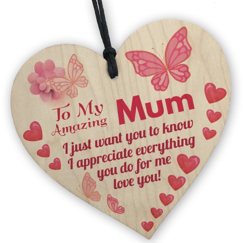 Mum Mummy Gift From Son Daughter Wooden Heart Gift For Birthday 