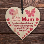 Mum Mummy Gift From Son Daughter Wooden Heart Gift For Birthday 