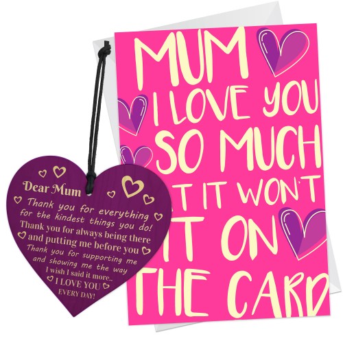 Mum Birthday Card And Wooden Heart Gift Pack Mothers Day Gift