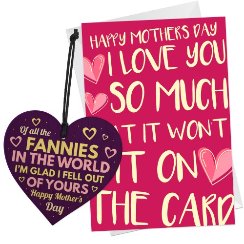 Funny Mothers Day Card And Wooden Heart Rude Gift For Mum