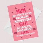 Funny Mothers Day Card for Mum Mummy From Son Daughter