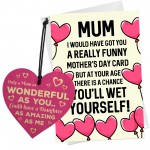 Mothers Day Birthday Card And Wood Heart Gift For Mum